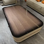 Storage Coffee Table with Quilted Leather Panels and High-Gloss Wood Veneer